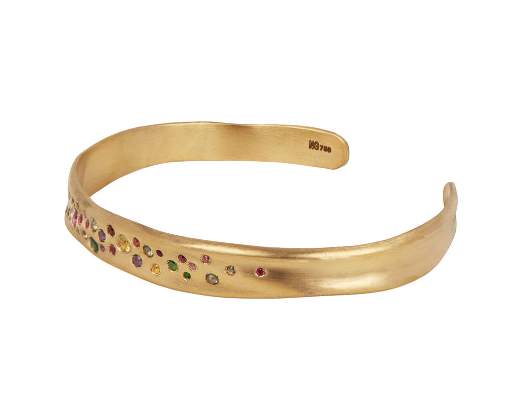 Nada Ghazal Big Rainbow Sapphire Baby Malak Cuff Bracelet Side View