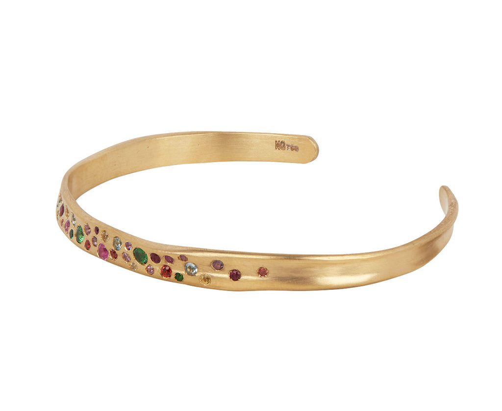 Nada Ghazal Small Baby Malak Rainbow Sapphire Cuff Bracelet Side View