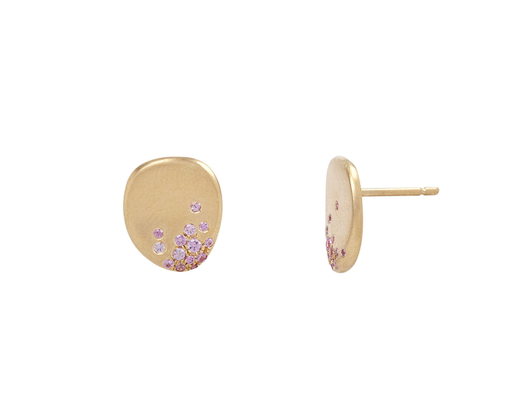 Nada Ghazal Pink Sapphire Mini Urban Color Stud Earrings Side View