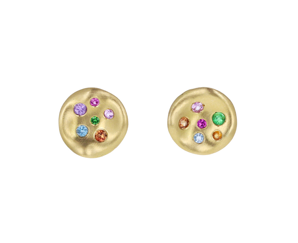 Rainbow Sapphire Baby Malak Mini Round Earrings