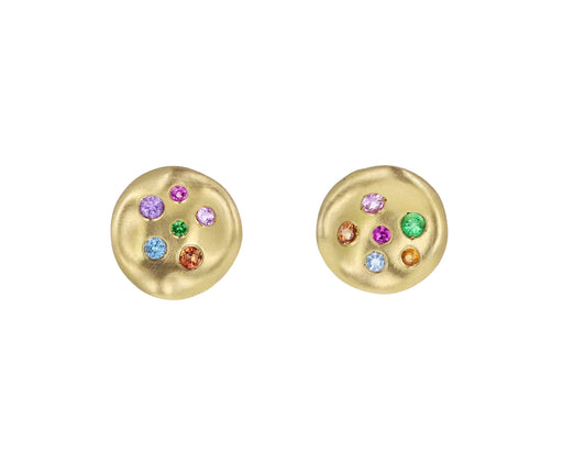 Rainbow Sapphire Baby Malak Mini Round Earrings