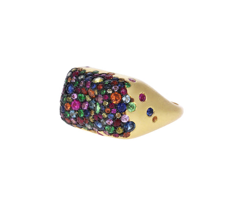 Rainbow Sapphire Rectangular Baby Malak Ring