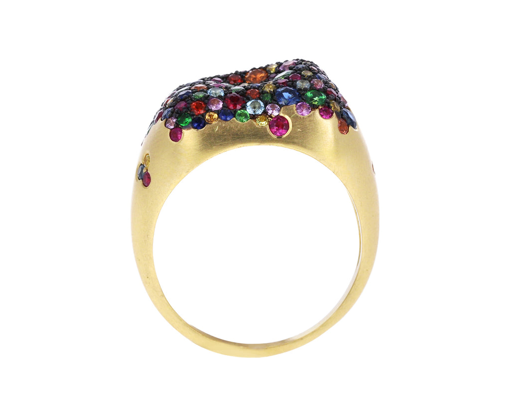 Rainbow Sapphire Rectangular Baby Malak Ring