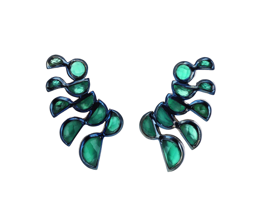 Green Onyx Lobster Stud Earrings
