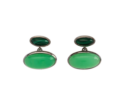 Malachite and Chrysoprase Orbit Earrings