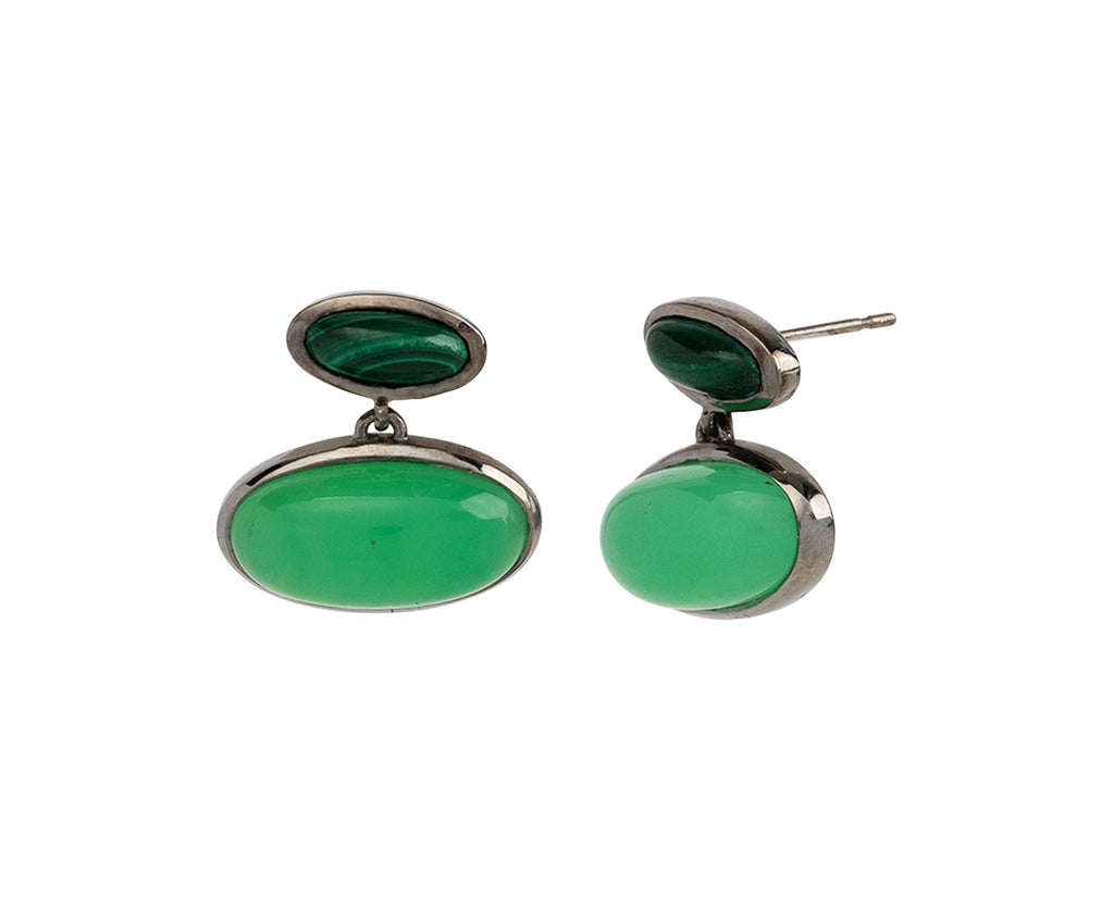 Malachite and Chrysoprase Orbit Earrings