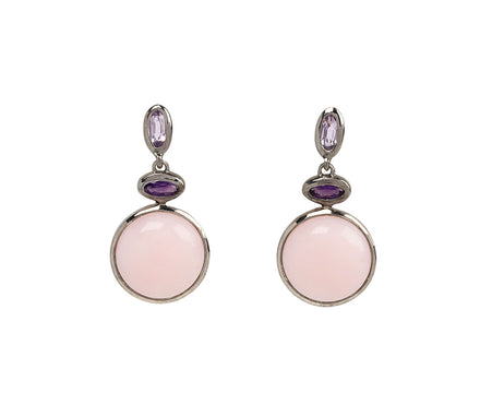 Rose de France, Amethyst and Pink Opal Flask Earrings