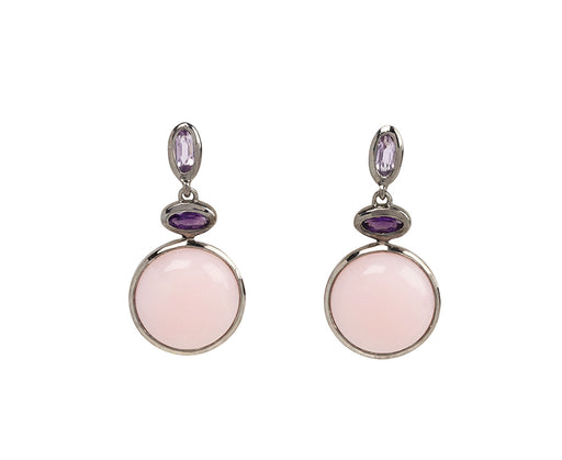 Rose de France, Amethyst and Pink Opal Flask Earrings