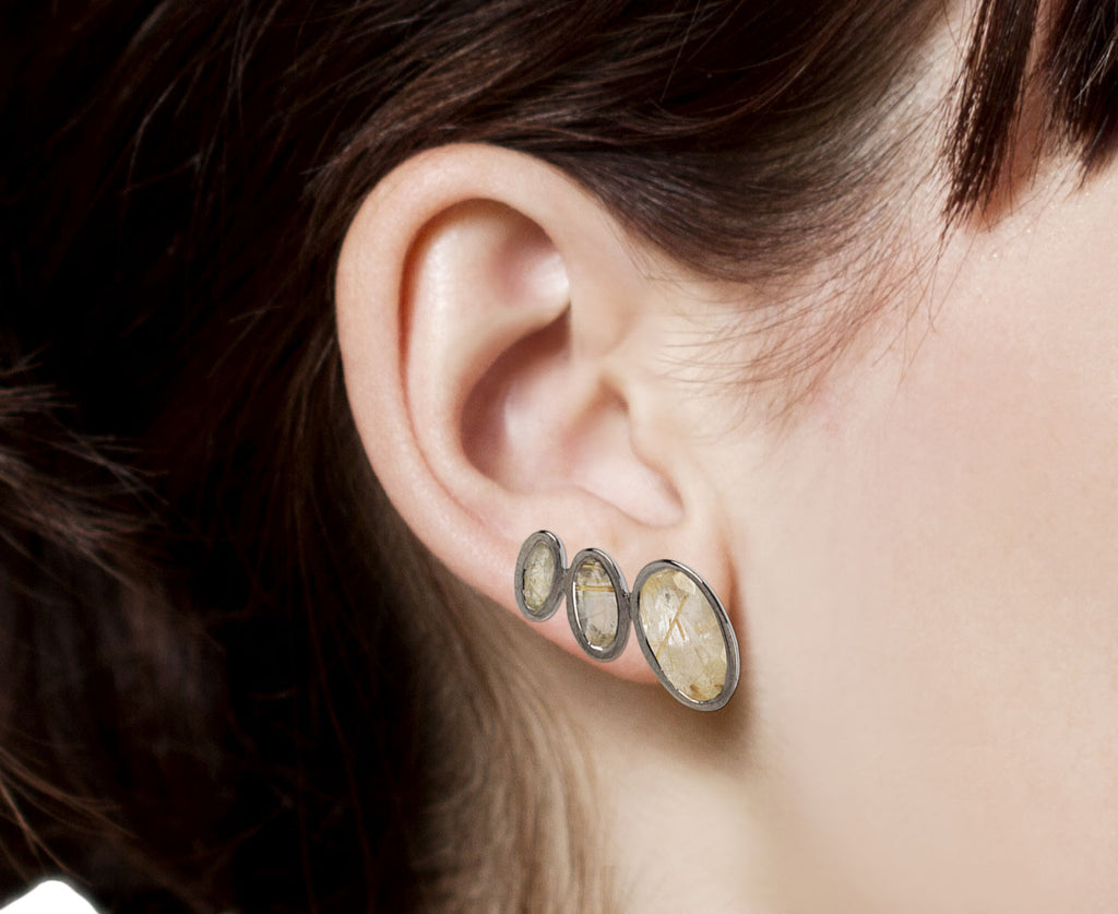 Rutilated Quartz Taper Earrings