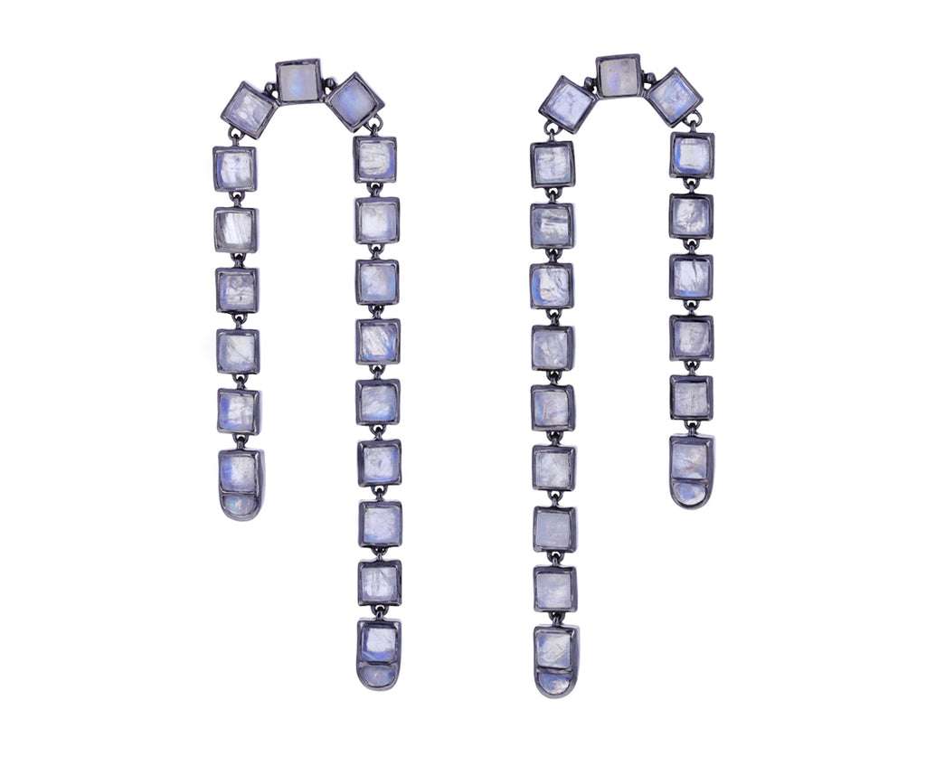 Rainbow Moonstone Arc Earrings