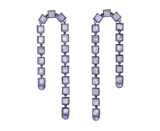 Rainbow Moonstone Arc Earrings