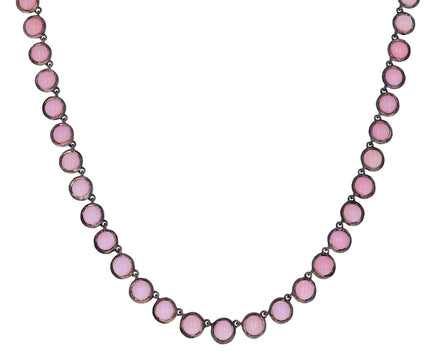 Cabochon Pink Opal Riviere Necklace