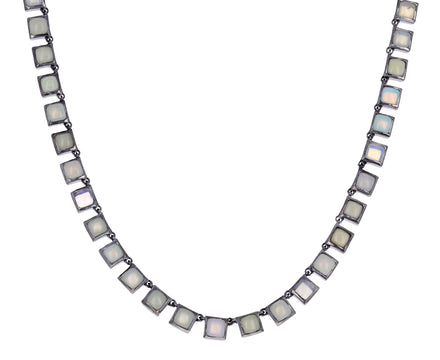 Small Ethiopian Opal Riviere Tile Necklace