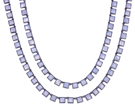 Rainbow Moonstone Opera Tile Necklace