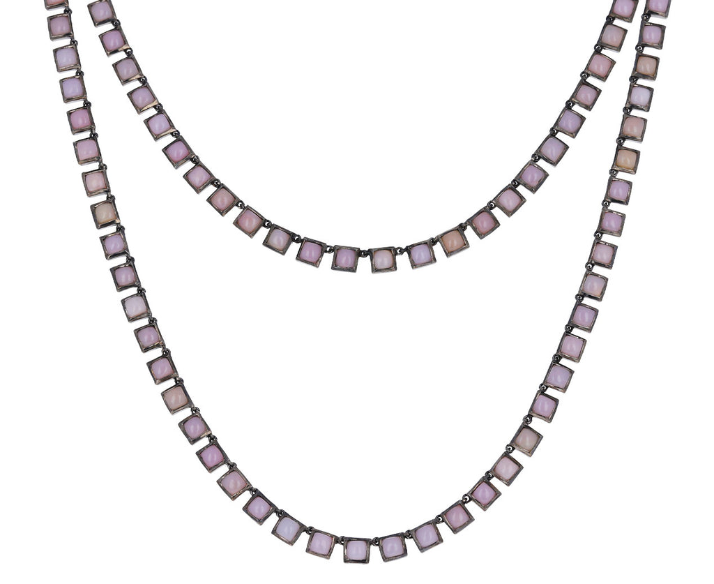 Pink Opal Opera Tile Necklace