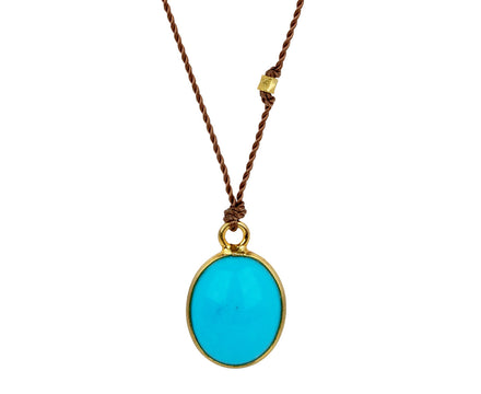 Margaret Solow Sleeping Beauty Turquoise Oval Pendant Necklace