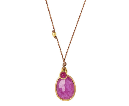 Margaret Solow Double Ruby Pendant Necklace