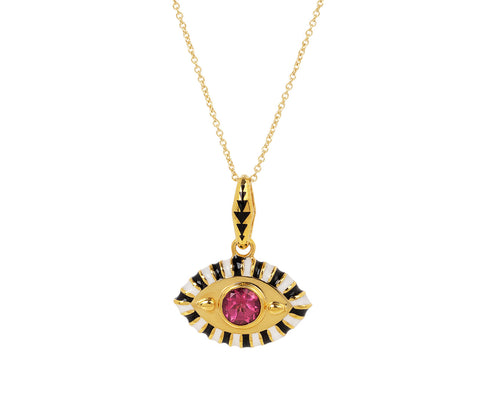 NeverNoT Black and White Pink Topaz Life in Color Pendant Necklace