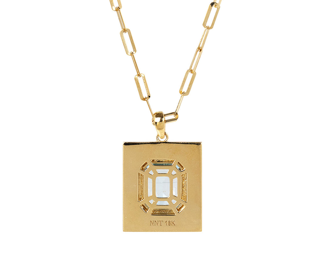 NeverNoT Rainbow and Blue Topaz Chess Pendant Necklace Back