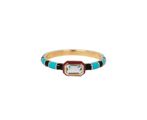 NeverNoT Blue Enamel Blue Topaz Ready to Radiate Ring