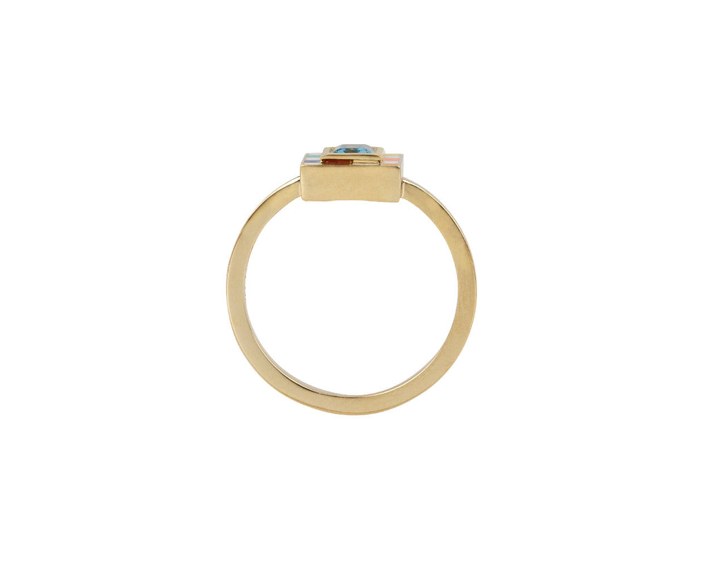 NeverNoT Rainbow and Blue Topaz Mini Chess Ring Top