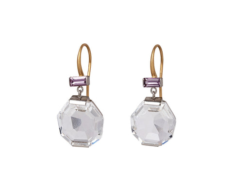 Nikolle Radi Pink Sapphire and Rock Crystal Drop Earrings