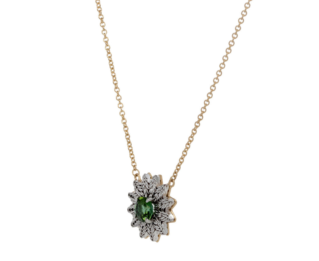 Nikolle Radi Green Tourmaline Flower Pendant Necklace Side View