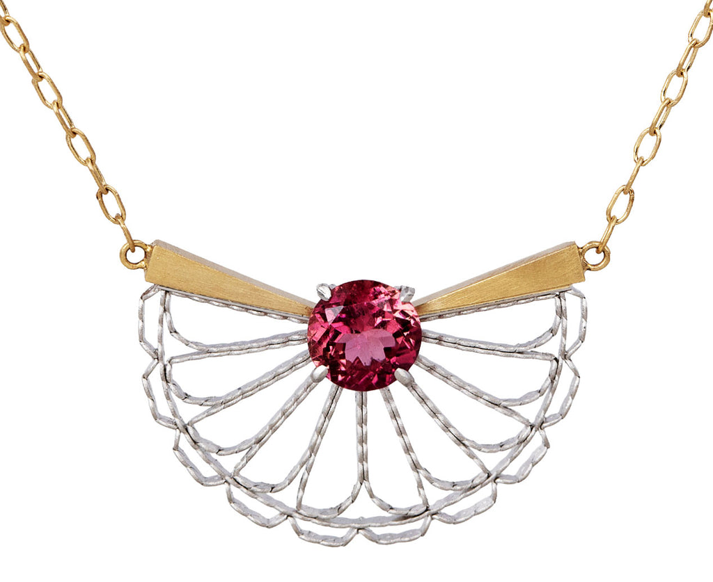 Pink Tourmaline Stellation Fan Pendant Necklace