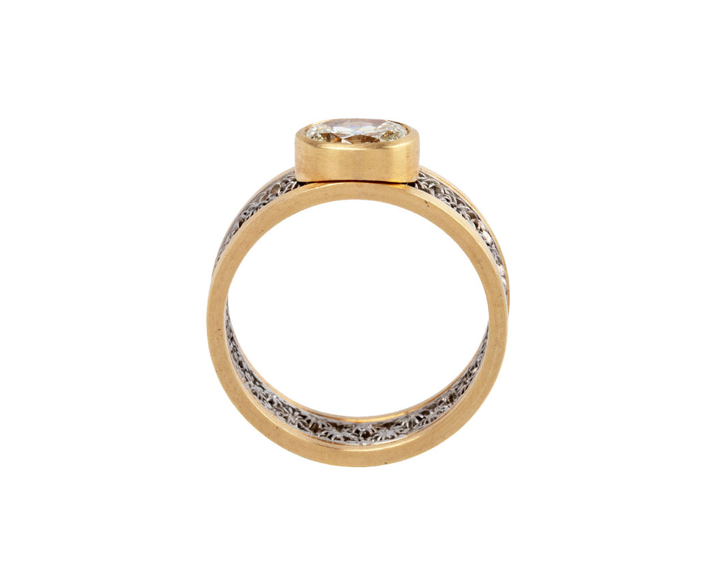 Nikolle Radi Oval Old European Cut Diamond Damask Ring Top