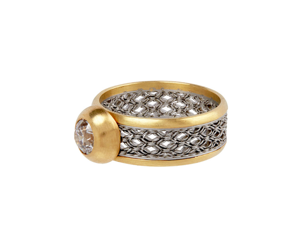 Round Old European Cut Diamond Flow W Ring