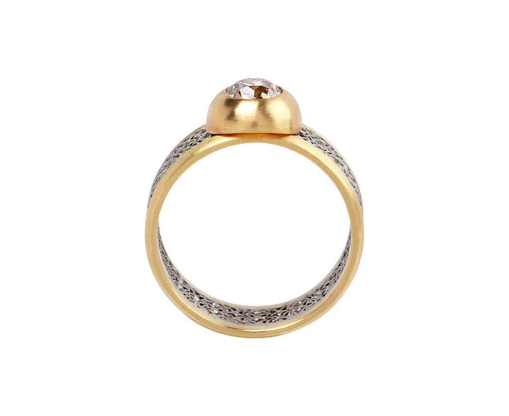 Round Old European Cut Diamond Flow W Ring
