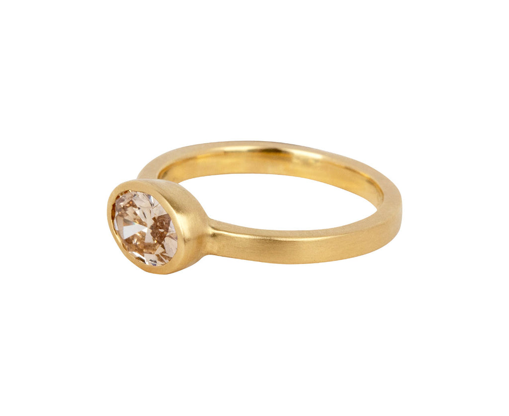 Johnny Ninos Brown Oval Diamond Solitaire Ring Side View