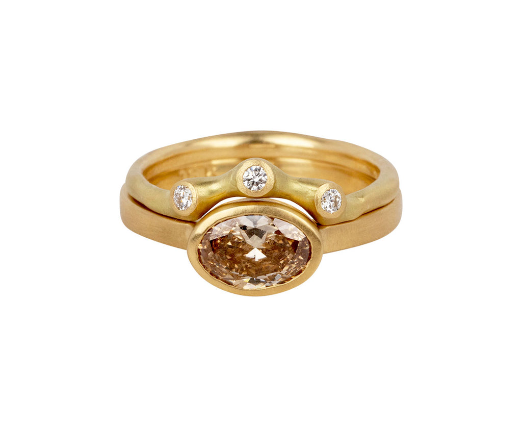 Johnny Ninos Brown Oval Diamond Solitaire Ring Stack