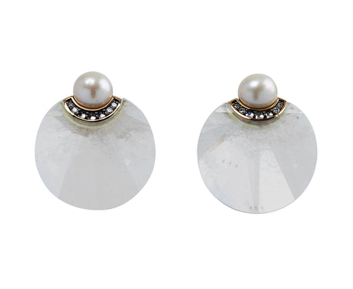 Noor Fares Crystal and Pearl Dusk Cocktail Earrings