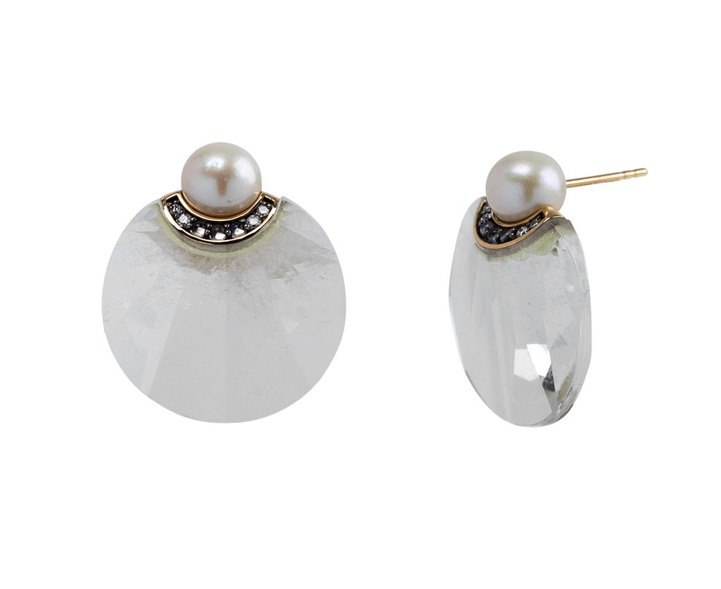 Noor Fares Crystal and Pearl Dusk Cocktail Earrings Side View