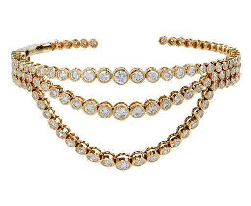 ONDYN Three Row Draped Diamond Lumiere Cuff Bracelet