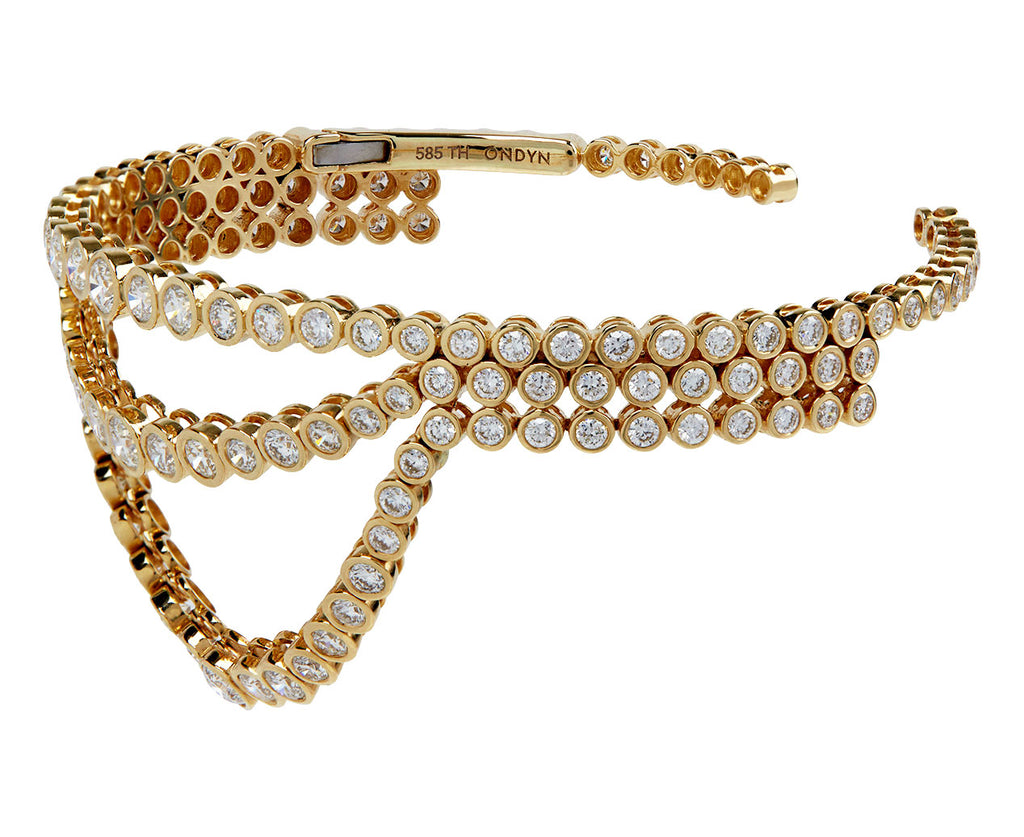ONDYN Three Row Draped Diamond Lumiere Cuff Bracelet Side View