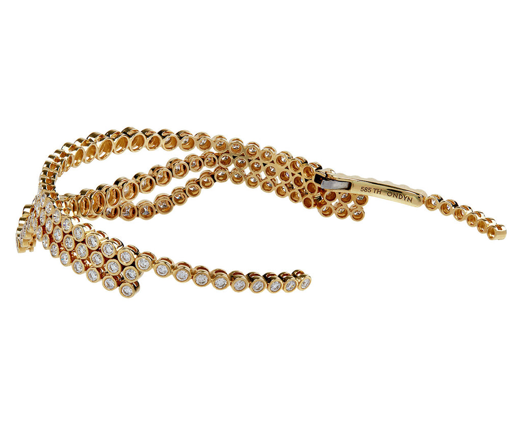 ONDYN Three Row Draped Diamond Lumiere Cuff Bracelet Back Open