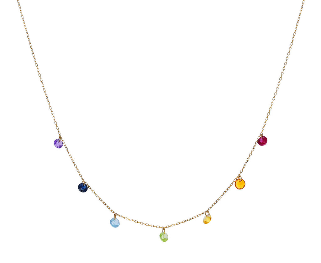 Seven Multi Gem Rainbow Dangle Chakras Necklace