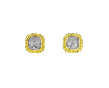Gray Diamond Granulated Stud Earrings