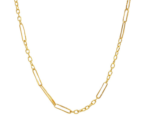 Rosanne Pugliese Gold Mixed Link Heavy Box Chain Necklace Front
