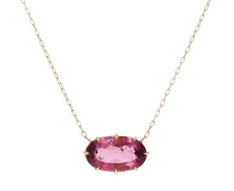 Oval Rubellite Pendant Necklace