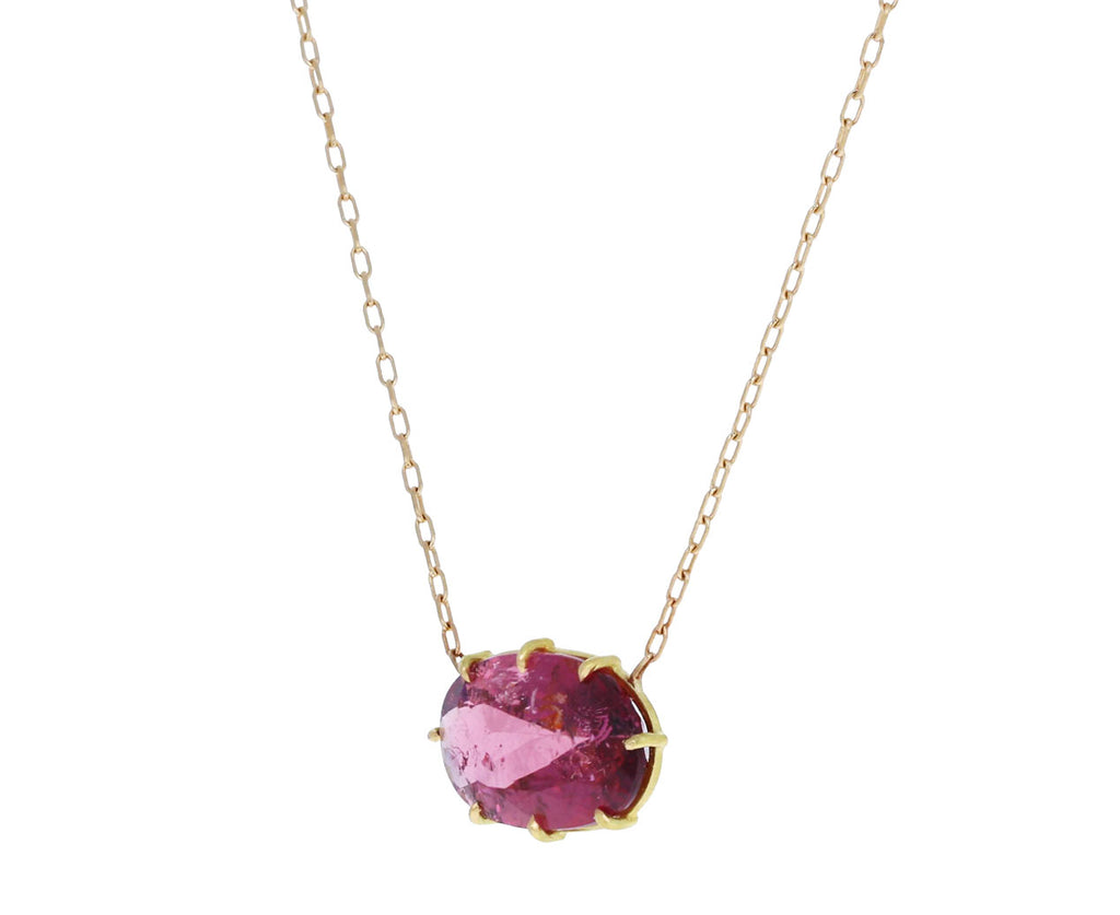 Oval Rubellite Pendant Necklace