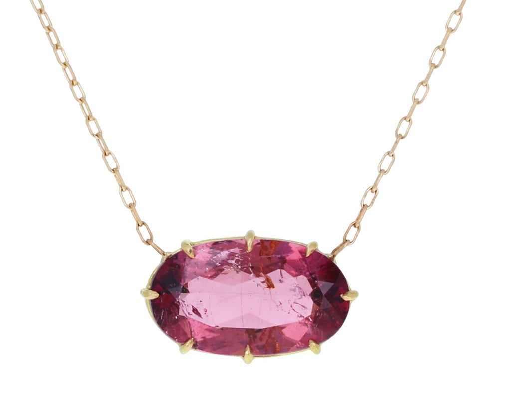 Oval Rubellite Pendant Necklace