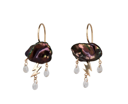 Rachel Quinn Peacock Keshi Pearl Petite Storm Cloud Earrings