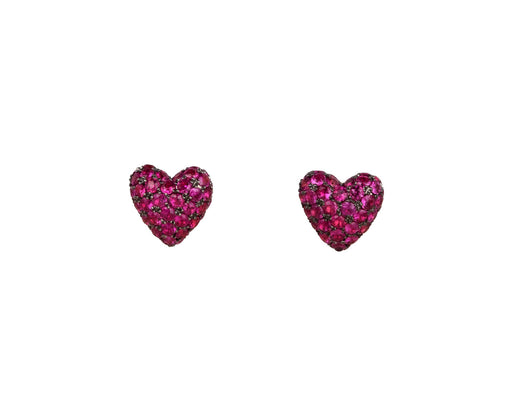 Rachel Quinn Ruby Sweet P Heart Stud Earrings