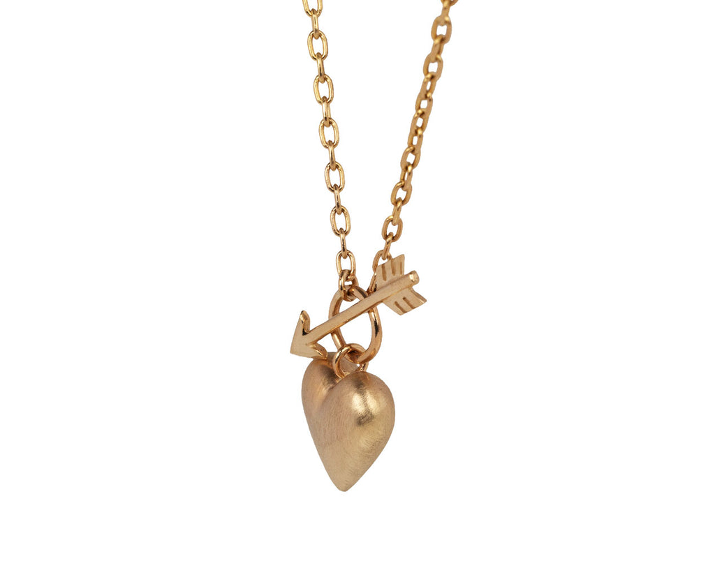 Rachel Quinn Gold Cupids Heart Necklace Side View