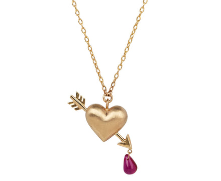 Rachel Quinn Gold and Ruby Cupid's Arrow Necklace