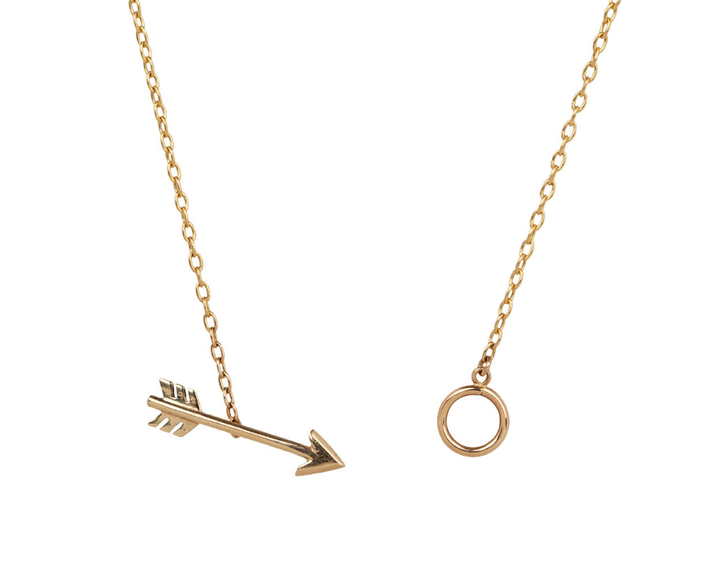 Rachel Quinn Gold and Ruby Cupid's Arrow Necklace Clasp Open