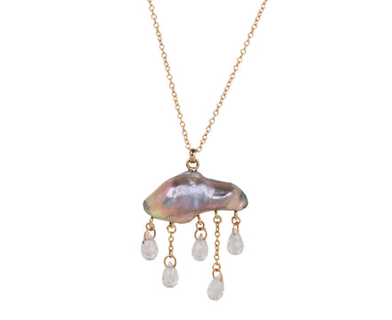 Rachel Quinn Gray Keshi Pearl and Lab Grown Topaz Monsoon Necklace